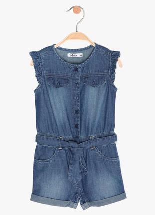 Джинсовый комбинезон без рукавов с оборками для маленьких девочек