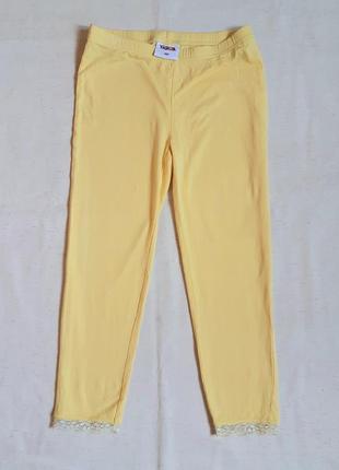 Жёлтые укороченные лосины кружево "yigga" германия на 10 лет (140см)