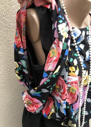 Красива блуза-реглан,пончо,об'ємна у квітковий принт4 фото