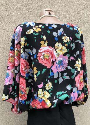 Красива блуза-реглан,пончо,об'ємна у квітковий принт6 фото
