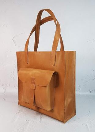 Сумка средняя натуральная кожа женская, рыжая crazy horse 1627