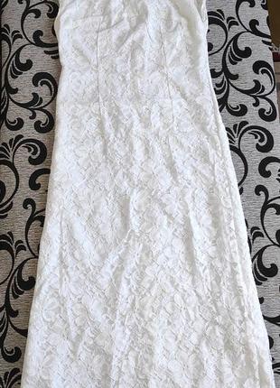 Весільне біле молочне айворі плаття в підлогу мереживо максі фотосесія вагітність