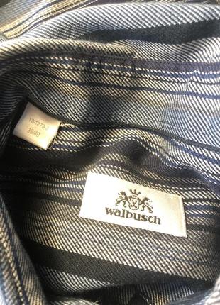 Сорочка в смужку walbusch 48 щільна тепла синя блакитна8 фото
