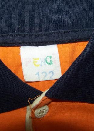 Оранжевая футболка-поло котоновая 122 см penai4 фото