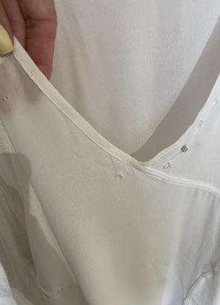 🥰белая свободного фасона блуза с пайетками и камушками👌5 фото