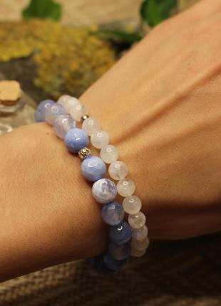 Браслет з блакитного агату 🌊. агат - вени дракона