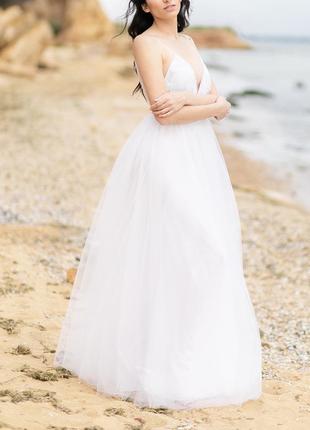 Весельное платье легкое, невесомое / нежное свадебное платье минимализм2 фото