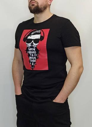 Футболка мужская черная с принтом much more размер - m
