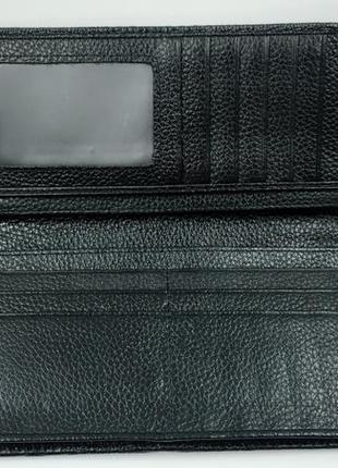 Большой чёрный кожаный кошелёк2 фото