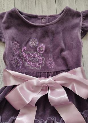 Велюровое фиолетовое платье 2-3т3 фото