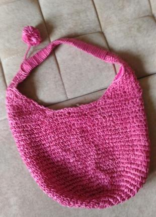 Соломенная трендовая джутовая плетеная розовая сумка3 фото