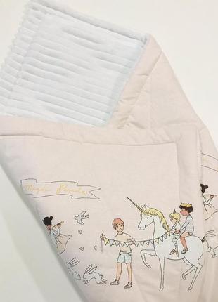 Одеяло конверт + подушка в коляску на выписку на прогулку розовый