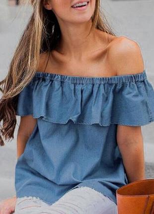 Блуза блузка джинсова волани