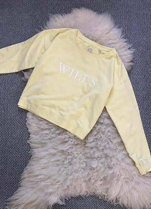 Свитшот jack wills  кофта реглан двунить желтый лимоннный манжеты