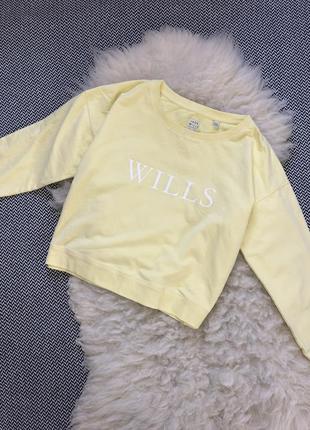 Свитшот jack wills  кофта реглан двунить желтый лимоннный манжеты7 фото