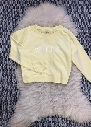 Свитшот jack wills  кофта реглан двунить желтый лимоннный манжеты9 фото