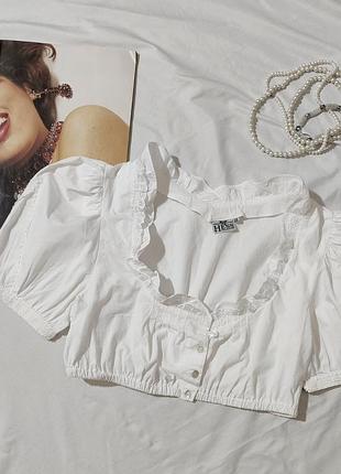 Шикарная белая коттоновая блуза топ с пышным рукавом hess frackmann eur 38