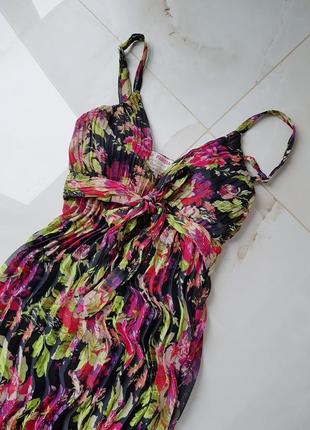 Довгий літній сукні з квітковим принтом в плісировку2 фото