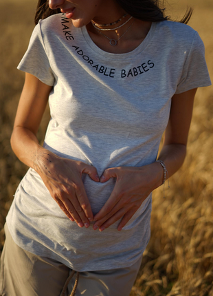Футболка для вагітних, майбутніх мам сіра (футболка для вагітних сіра)1 фото