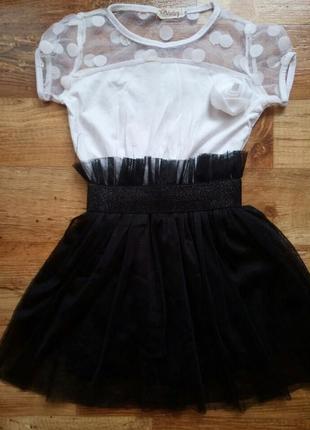 Платье девочке черное-белое, 110 см