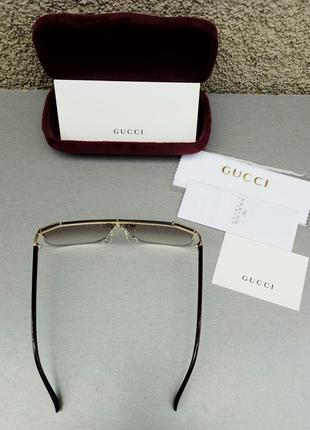 Окуляри Gucci маска сонцезахисні унісекс коричневе із золотом градієнт4 фото