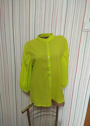 Яркая неоновая блуза,салатовая блузка шифонновая1 фото