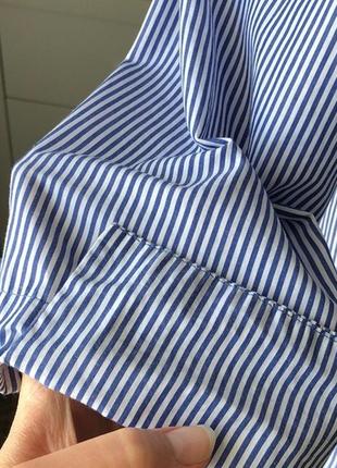 Блуза zara блакитна в смужку зі спущеними рукавами💙🤍5 фото