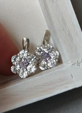 Серьги с цирконием серебро срібло сережки