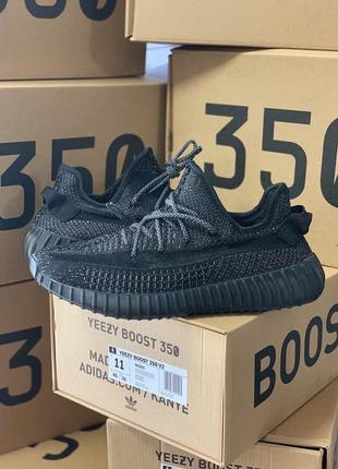 Yeezy boost 350 black static all reflective чорні кросівки з рефлективом для спорту