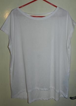Стильная,белая блузка-футболка с удлинённой спинкой,большого размера,турция