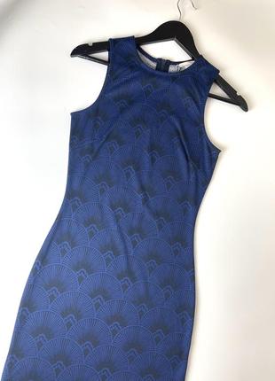 Длинное приталенное платье по фигуре размер xs s темное синее платье весна лето h&m