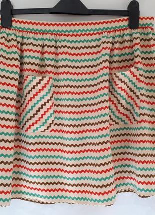Премиум класса шелковая юбка  в разноцветную полоску boutique by jaeger  (размер 14-16)