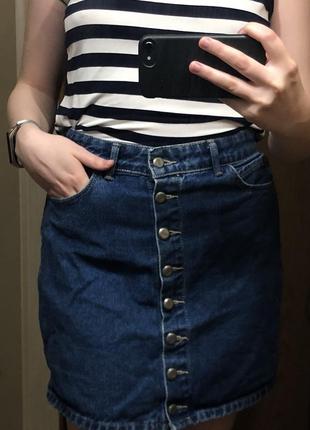 Джинсова спідниця-трапеція