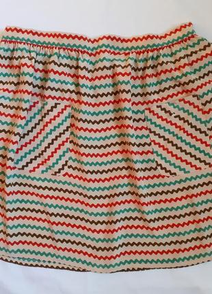 Премиум класса шелковая юбка  в разноцветную полоску boutique by jaeger  (размер 14-16)10 фото