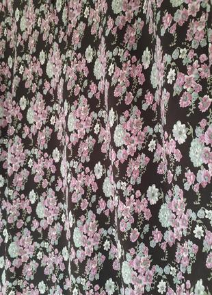 Коричневая юбка в мелкий розовый цветочный принт monsoon( 40-42 размер)3 фото
