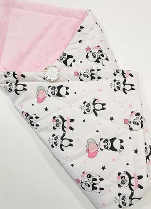 Одеяло конверт + подушка в коляску для прогулок на выписку розовый