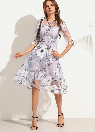Ніжне делікатне сукню в квітковий принт з органзи9 фото