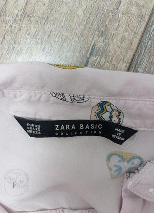 Розовая рубашка сорочка блуза блузка zara basic с совами6 фото