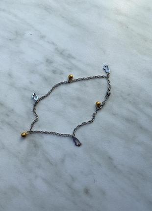 Браслет на зап'ясті і на ногу 24см довжина біжутерія сріблястий колір