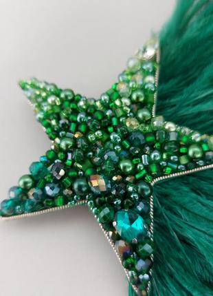 Брошь звезда зелёная