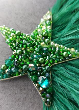 Брошь звезда зелёная