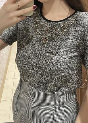 Футболка стрази камені ошатна сіра