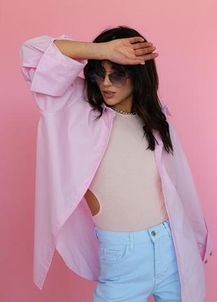 Базовая женская рубашка удлиненная хлопок турция яркая оверсайз