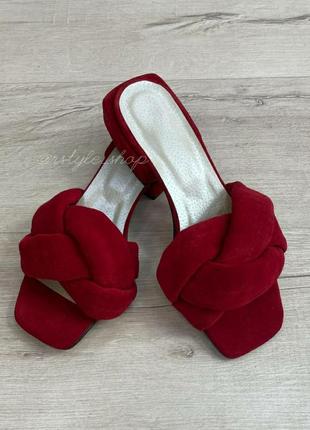 Шлепанцы коса хит кожа натуральная люкс