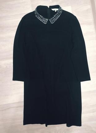 Чорна пряма сукня з рукавом 3/41 фото