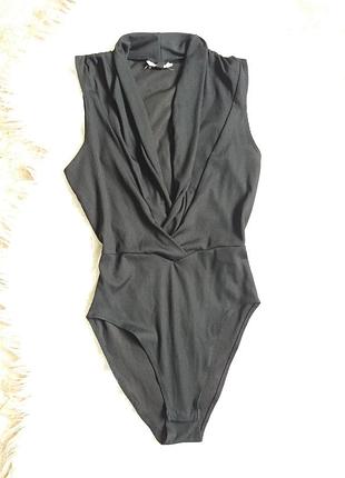 Чорний боді в рубчик