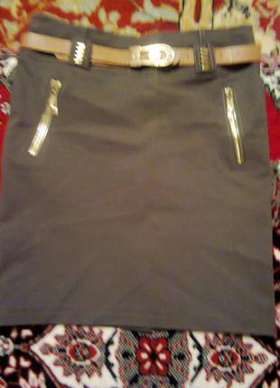 Новая коричневая юбка  с молниями . размер- 44. s,m.4 фото