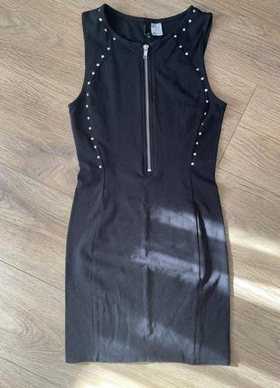 Платье карандаш по фигуре мини молния стразы камни талия майка