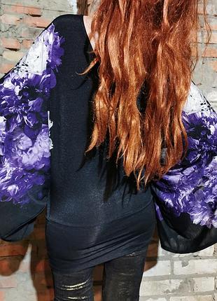 Сукня river island принт квіти туніка блуза стрейч трикотажне міні короткий3 фото