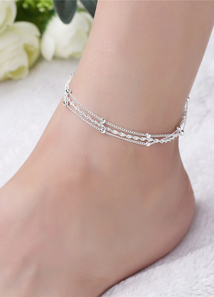 Браслет на ногу «потрійний» сріблення 925', стерлінгове срібло5